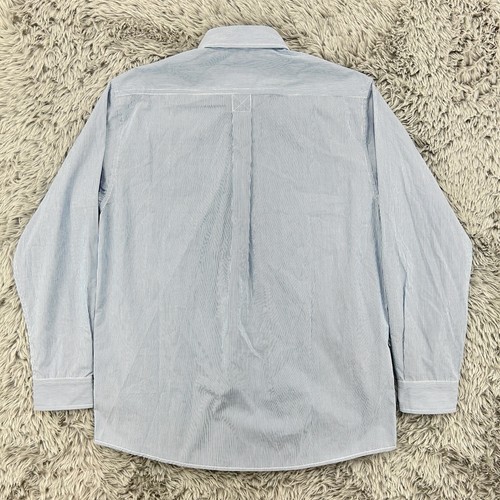 J Peterman Shirt Men’s M Blue Striped Field Long Sleeve Preppy Military Style - Picture 9 of 10