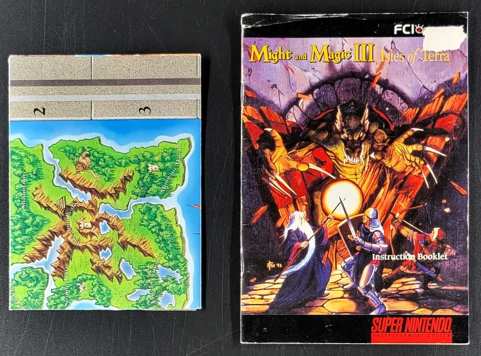 Might & Magic III 3: Isles of Terra (SNES, 1994) CIB w/ Map - Image 2 of 4