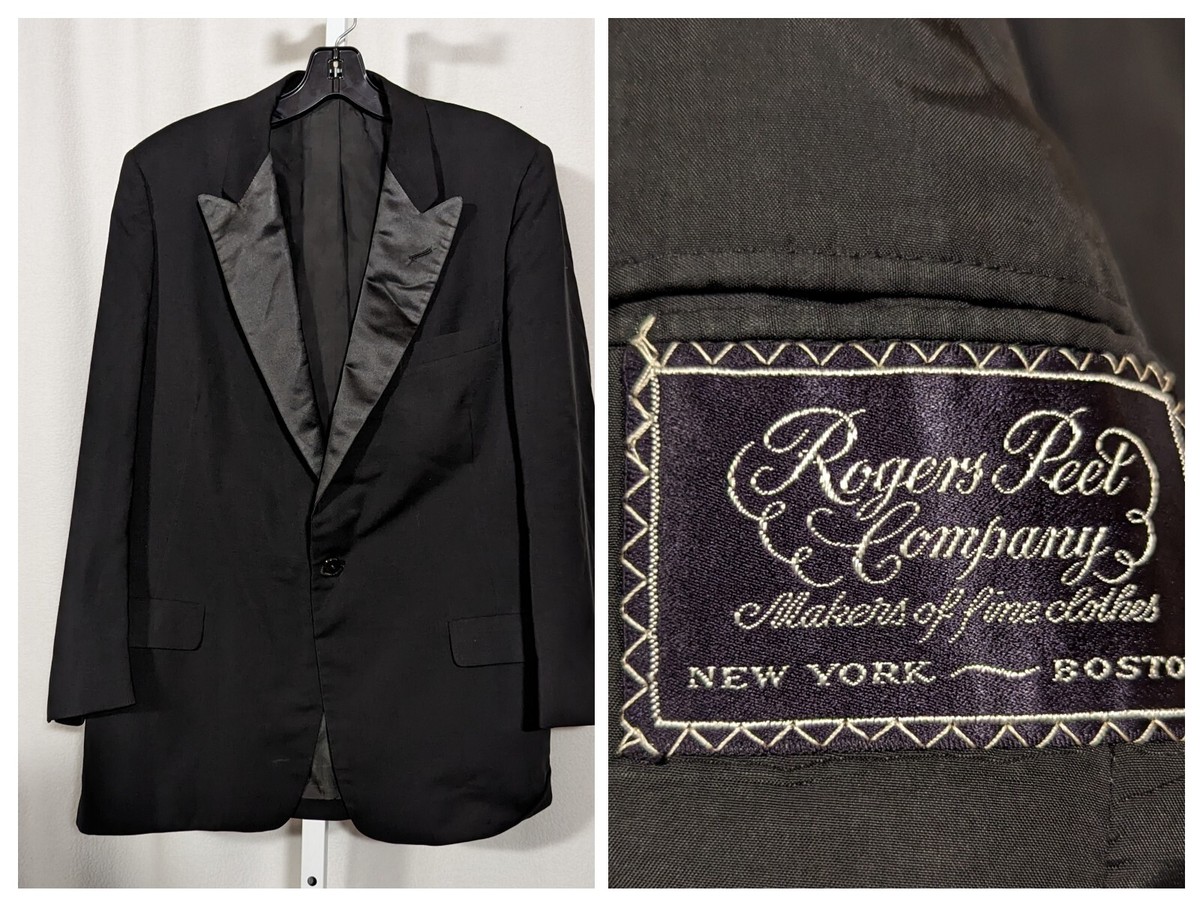 Rogers Peet & Company Vintage 40s Black Satin Lapel Tuxedo
