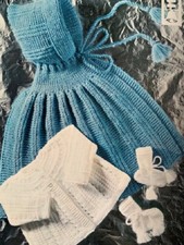 VBC007 KNITTING PATTERN BABY CAPE WITH HOOD & CARDIGAN IN DK SIZE 18 INCHES