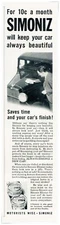Print Ad Simoniz Keep Your Car Always Beautiful 1933 1/3-Page Advertisement