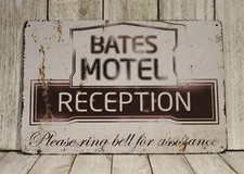 Bates Motel Reception Sign Tin Metal Movie Poster Rustic Style Psycho Hitchcock