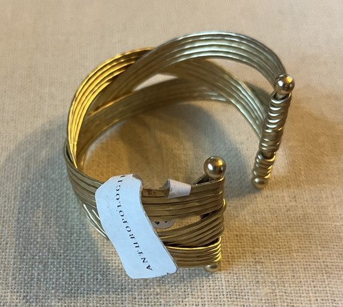 Anthropologie Gold Toned Braided Cuff Bangle Bracelet NWT - Picture 3 of 6