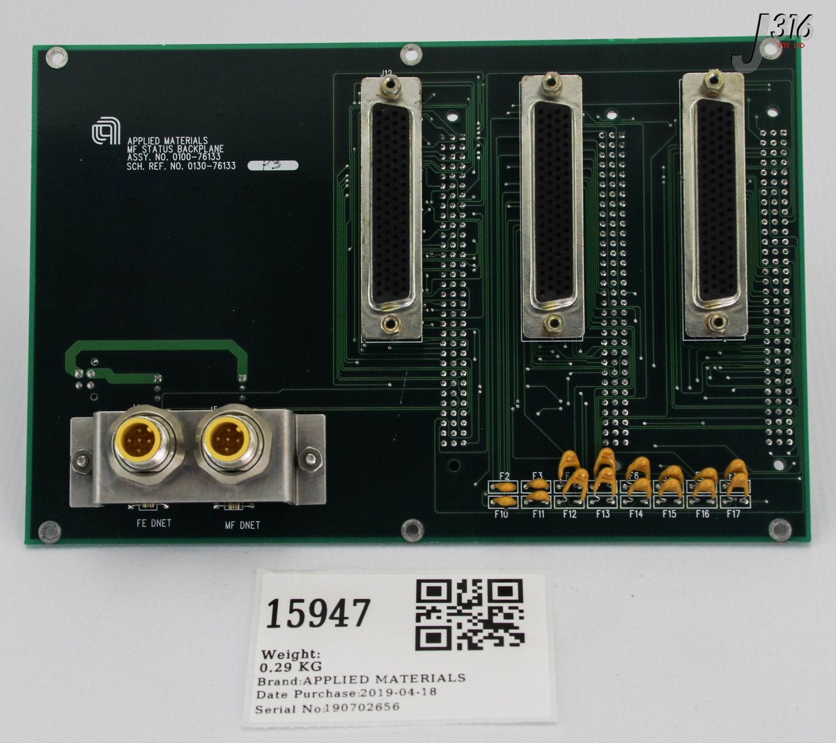 15947 APPLIED MATERIALS PCB ASSY MAINFRAME STATUS BACKPLANE 0100
