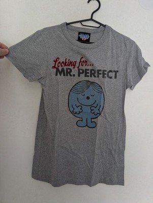 Junk Food T-Shirt Damen XL Looking for Mr. Perfect Grau Comic Print USA Sommer