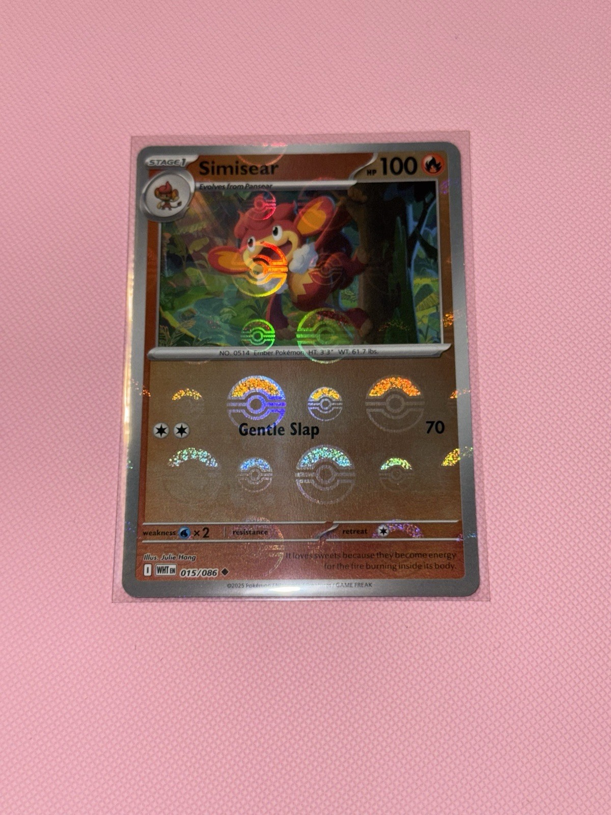 Simisear (Poke Ball Pattern) Holofoil 015/086 Uncommon SV: White Flare Near Mint