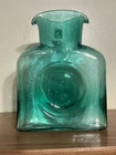 Blenko Teal Green Double Spout Water Pitcher Glass Vintage Vase Decanter