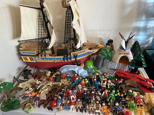 Playmobil Lot Rare Large Pirate Ship 4290 People Animals Accessories Vintage