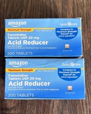 Basic Care Famotidine Tablets 20 mg Acid Reducer Pills x 2! 200 Each  03/2026