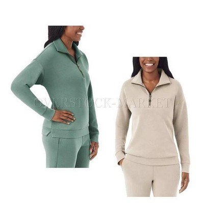 NEW! WOMEN'S MEMBER'S MARK SUPER SOFT SANDWASHED QUARTER ZIP PULLOVER! VARIETY
