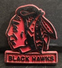Vintage Early 1970  s Chicago Blackhawks Black Hawks NHL Rubber Magnet Rare