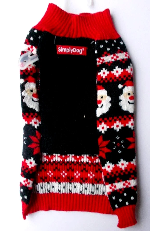 Suéter de Santa para mascotas perros negro y rojo Pullover XS 12/14" taza de té caniche/maltés+ nuevo con etiquetas Foto 4 de 4