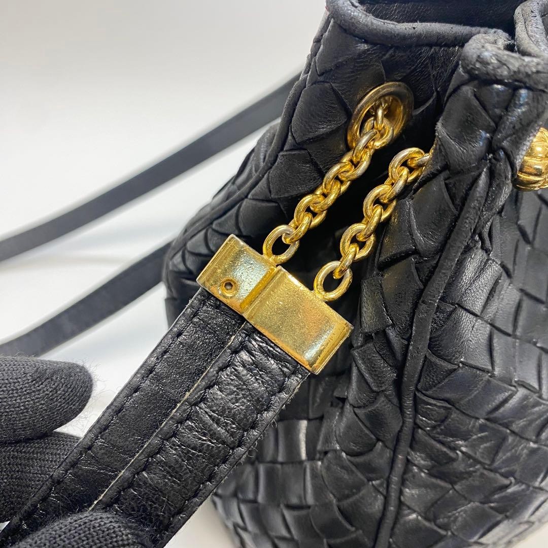 Bottega Veneta Intrecciato shoulder bag black leather Authentic thumbnail 12