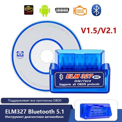 Bluetooth 5.1 ELM327 V2.1 Auto OBD2 Scanner Car Diagnostic Tool Code Reader