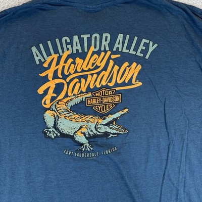 Harley Davidson Alligator Alley Ft Lauderdale Fl Graphic Shirt Men s 3xL Blue