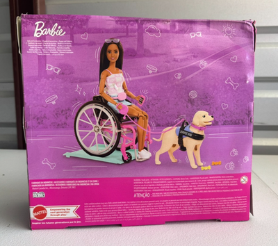 Barbie Brunette Doll & Service Dog Playset – Wheelchair, Ramp
