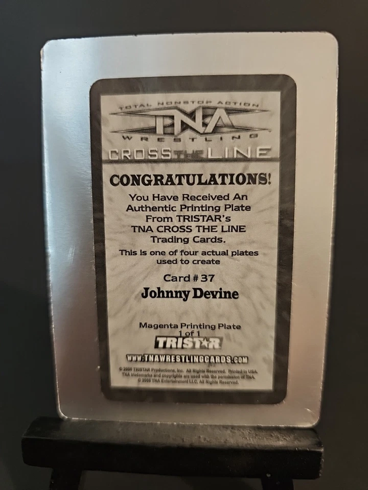 2008 Tristar TNA JOHNNY DEVINE #37 Magenta Printing Plate 1/1 - Image 2 of 2