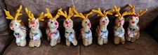 8 Vintage Reindeer Faux Fur Posable Antlers Christmas Decoration Holiday Decor