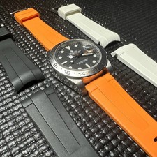 21mm WHITE BLACK ORANGE Vulcanized Caoutchouc rubber Straps Rolex EXPLORER II