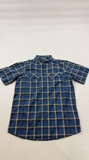 Columbia Shirt Mens Small Blue Plaid Short Sleeve Fishing Hiking Omni-Shade