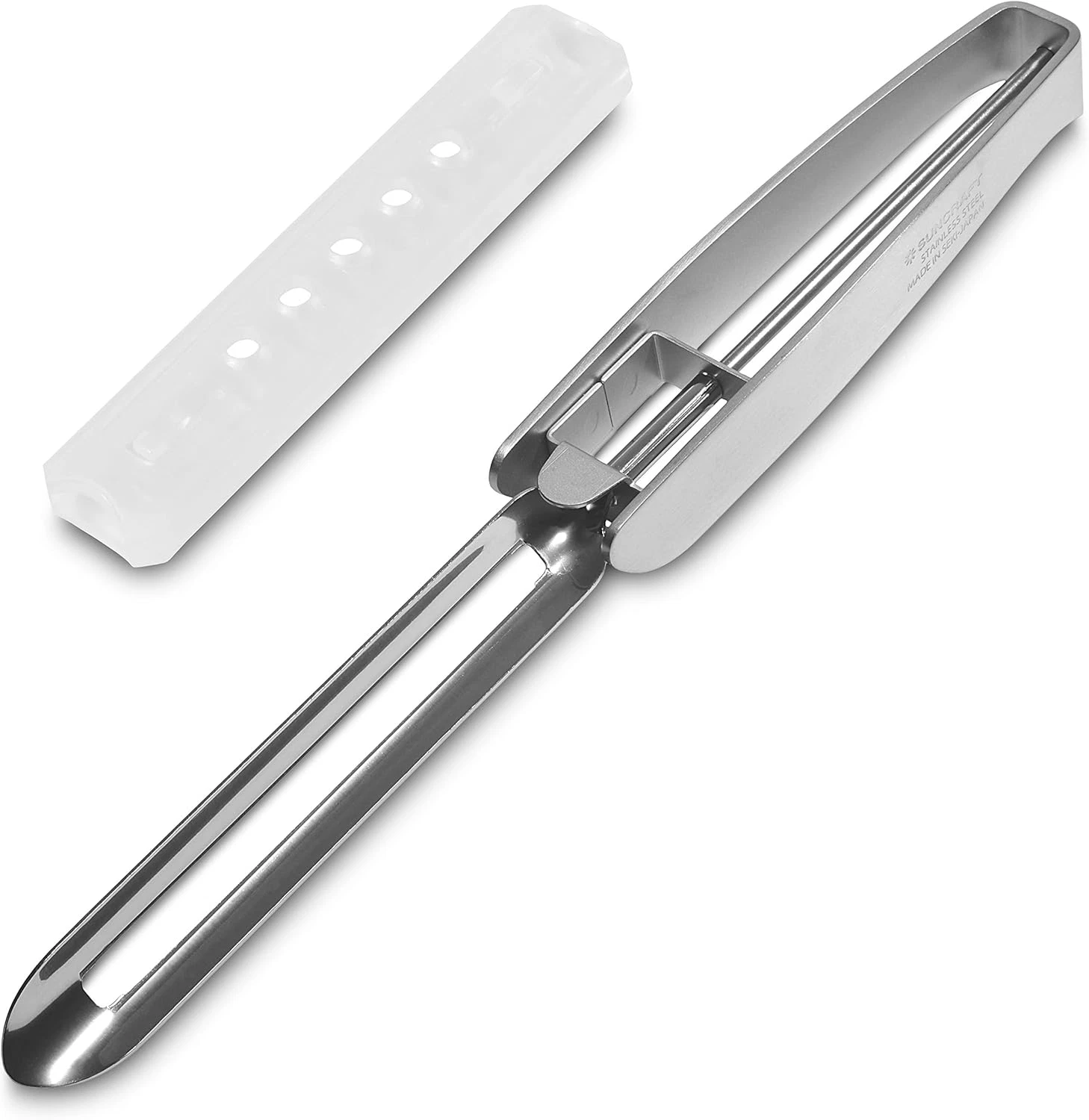 Stainless Steel Peeler, Long Vegetable Peeler, with Plastic Safety Cover, 8.5 In