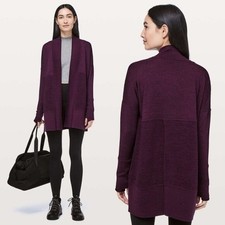 Lululemon Heathered Plum 100 Merino Wool Sit In Lotus Cardigan  Women's 8