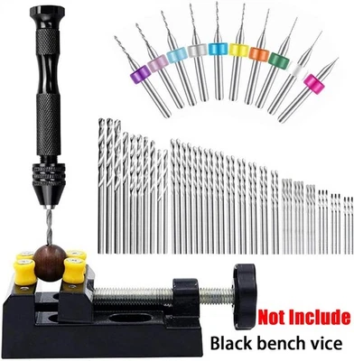 CAHUCZLHOZ 59 Pcs Precision Pin Vise Tools Mini Micro Hand Twist Drill Bits Set Rotary Kit