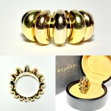 1990s Bvlgari Celtaura 18K Tri-Color Gold Dome Accents Size 7 Ring w/ Box 21.1g