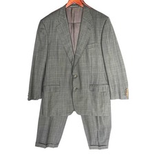 Vintage Ermenegildo Zegna Trofeo Wool Suit 46R 46 Gray Jacket Pants Set 36x30