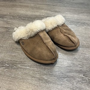 UGG Scuffette II Women's 7 Slippers Espresso Suede Sherling Fur Sheepskin