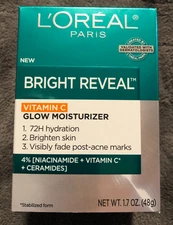 New Loreal Bright Reveal Vitamin C Glow Moisturizer 1.7oz Hydrate Fade Post Acne