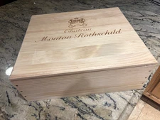 CHATEAU MOUTON ROTHSCHILD 3 BOTTLE SIZE WOOD WINE BOX CRATE & LID DIVIDER 2022
