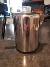 Vintage stainless steel nine cup coffee percolator  stove top/camping