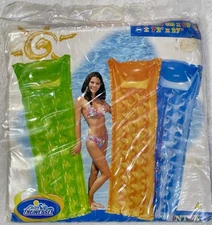 Vintage Intex The Wet Set Pool Float Orange Inflatable Action Mat 72”x27” NOS