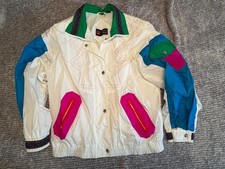Vintage 80s 90s Colorblock Windbreaker Pink Blue Green Full Zip Snap Small