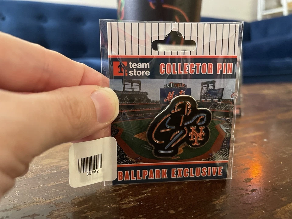 Limited Edition Shea Stadium NY Mets Cup and Neon Batter, Pitcher, Catcher Pins - Image 3 of 4