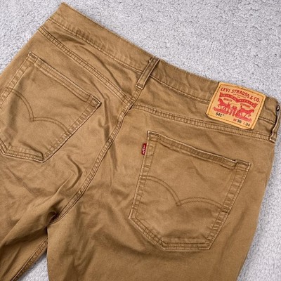 Levis 541 Jeans Mens 36x32 Brown Athletic Taper Stretch Khaki Denim Waterless