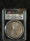 2022 SILVER EAGLE PCGS MS70 FLAG EMILY DAMSTRA SIGNED FIRST DAY OF ISSUE FDI