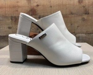 white open toe heeled mules