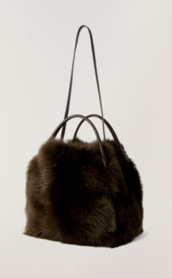 Loro Piana Large Bale Bag Lambskin Mountain Cottage/Dark Choco Licor $5,325