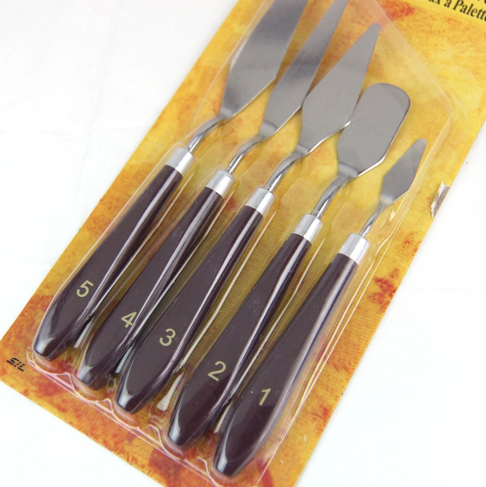 Juego de 5 espátulas rascadoras de cuchillos de paleta de acero inoxidable para pintura al óleo Foto 2 de 3