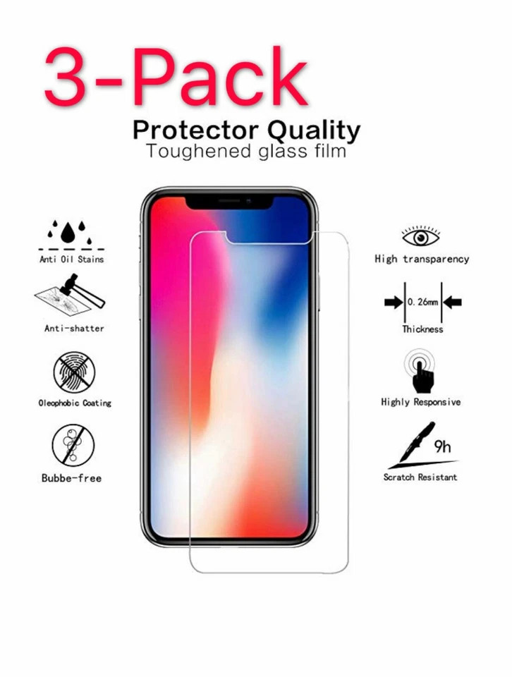 3X Premium Screen Protector Tempered Glass For iPhone SE 5 6 7 8 X Xs Max XR - Image 3 of 3