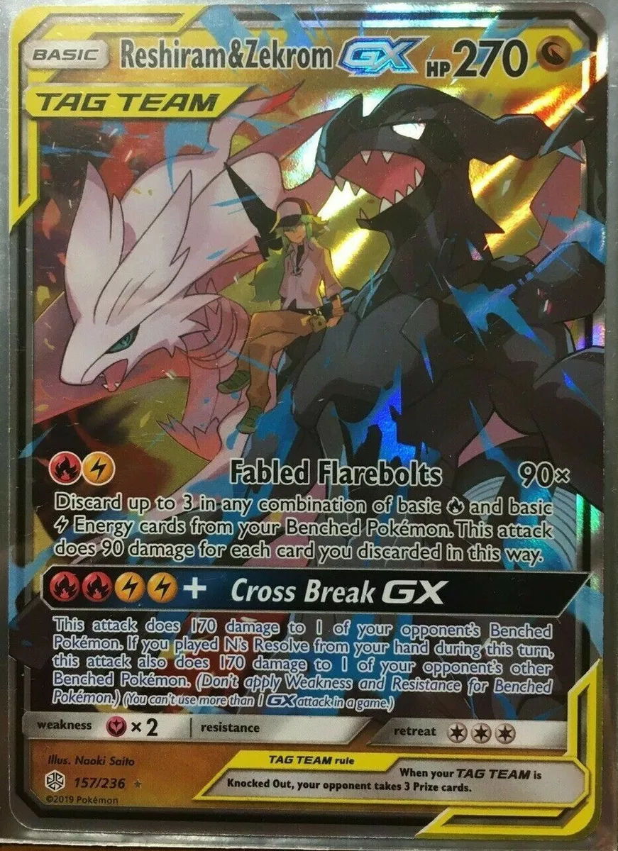 Reshiram & Zekrom GX - Cosmic Eclipse Pokémon card 157/236