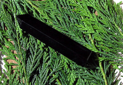 Schwarzer Obsidian massiver Edelstein Obelisk Standpunkt - 80 mm hoch - Chakra Reiki