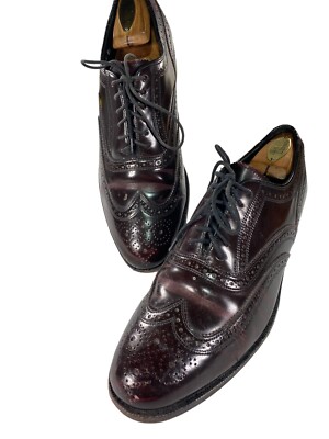 Florsheim Mens Size 8.5 D Burgundy Wingtip Vintage Leather  display picture 2