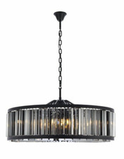 Chandelier Light Fixture Silver Gray Crystal Large Matte Black Dining Room 43
