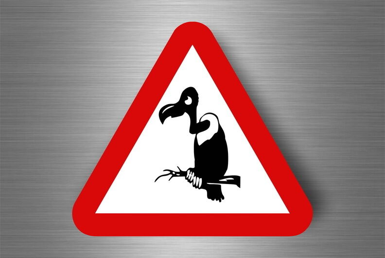 Sticker decal warning car fridge road sign warning vulture