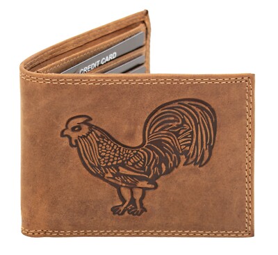 Rooster Men Western Wallets Bifold Style Cartera de Hombre Gallo