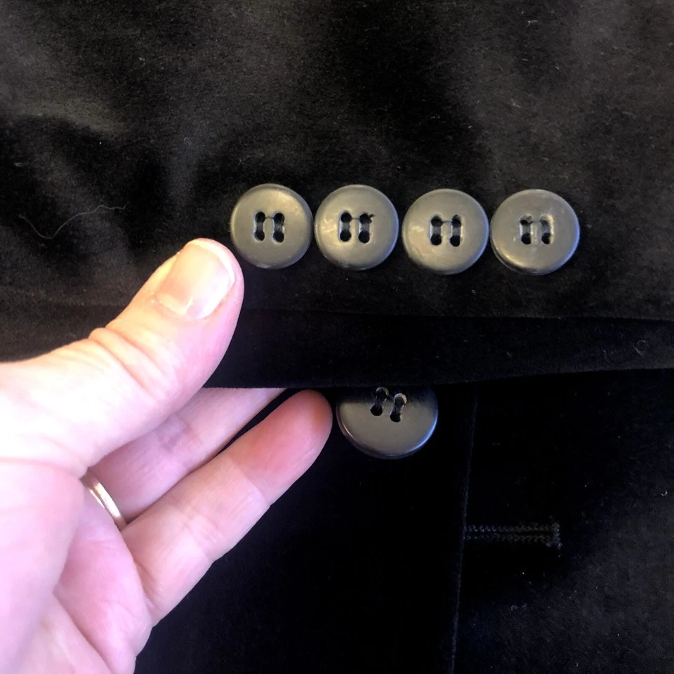 J FERRAR Men Black VELVET Sport Coat TUX Velour Jacket FORMAL PROM Tuxedo Blazer - Image 4 of 4