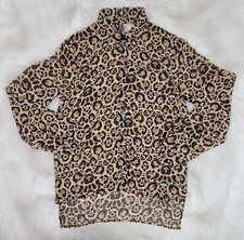 H M Divided Shirt Womens 4 Button Up Long Sleeve Blouse Leopard Print